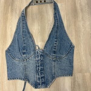 Denim Halter Corset Top